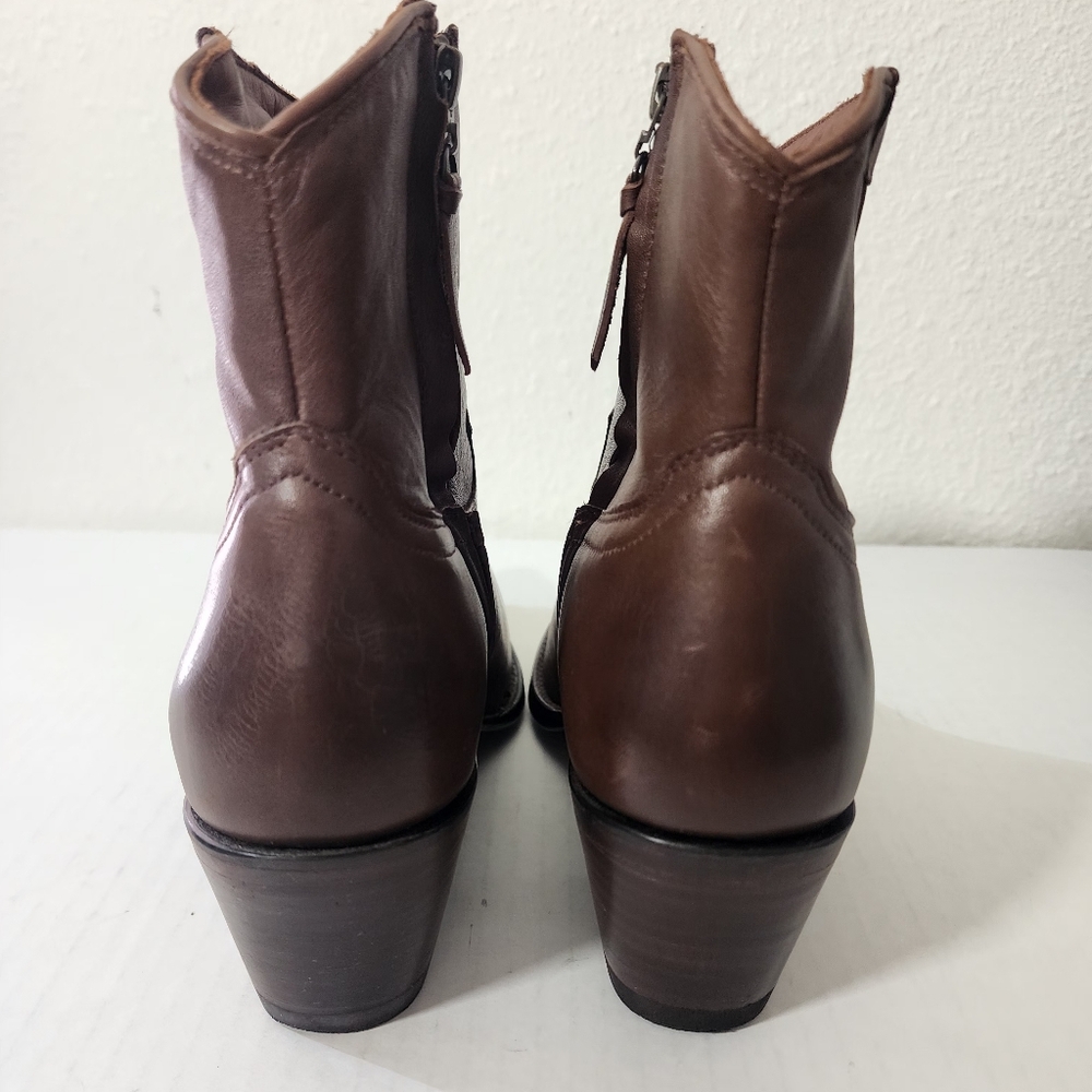 Tecovas Brown Leather Western Ankle Boots Zip Cowboy Size 9B - Picture 4 of 8